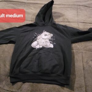Black Hoodie with Bear Graphic Adult Medium